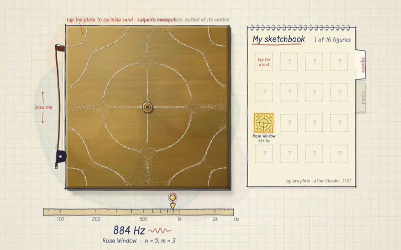 Play a note. Watch the sand draw it.